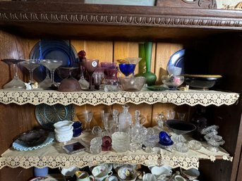 TWO SHELVES VICTORIAN GLASSWARE