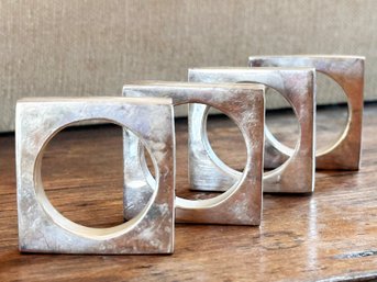 A Set Of Four Vintage Modern Silver Napkin Rings