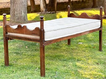 A Late 18th - Early 19th Century Mahogany Day Bed - Restored With Custom Tufted Linen Cushion