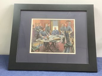 Signed Print Of Gentleman Around A Table