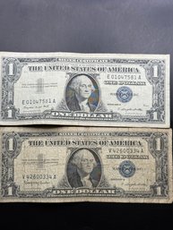 2 $1 Silver Certificates 1957-A, 1957-B