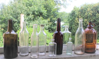 Collection Of Ten Antique Glass Bottles From Clorox, Heinz, Owens And More