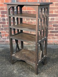 Attic Fresh H T CUSHMAN Misson Oak Tall Stand - Needs Refinishing In Attic Barn For 65 Years - Nice Piece !