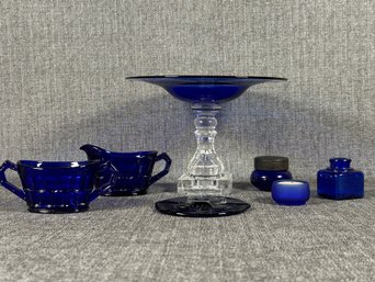A Collection Of Cobalt Glass