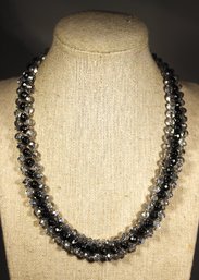 Vintage 1920s Crystal Beaded Choker Necklace 16' Long W Rhinestone Clasp