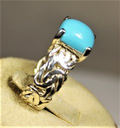 Fancy Sterling Setting Large Turquoise Stone Size 7