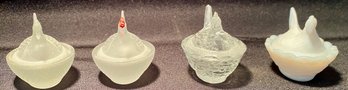 Glass Setting Chickens, Miniature (4)