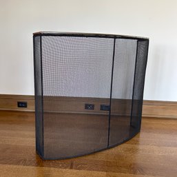 A Metal Capped Metal Mesh Fire Screen - 40.4 X 35h X 5.5d