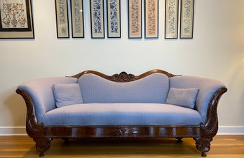 19th Century Charles X Settee - Walnut With Flame Mahogany Veneer