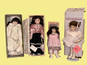 Four Vintage Porcelain Display Dolls Including Stamped Goldi-locks - Heritage Village, Ashton Drake & Paradise
