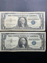 2 $1 Silver Certificates 1957-A, 1957-B