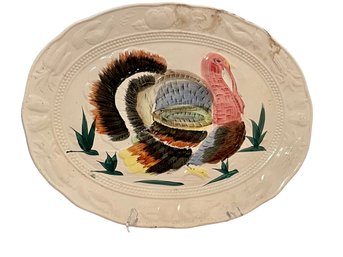 Vintage Ceramic Turkey Platter, Made In Japan