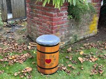 Vintage Hand Painted Barrel Stool
