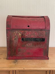 Antique Metal Roasted Coffee Bin Dispenser Container