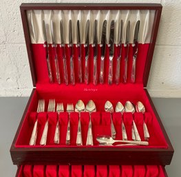 Vintage 76 Pc Prestige Grenoble Silver-Plated Flatware ~ Service For 12 ~ W/Chest