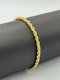 14k Yellow Gold Diamond Cut Rope Chain Bracelet