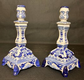 Dutch Delft Style Candle Stick Holders