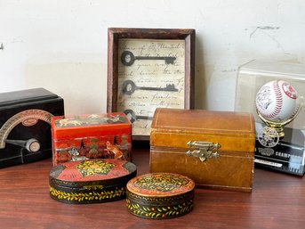 Desk Lot Of Antiques And Collectibles