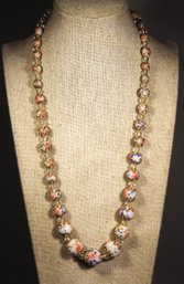 Antique Venetian 'Wedding Cake' Art Glass Beaded Necklace 22' Long