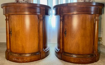 Pair Of Mahogany Round End Table Cabinets