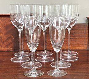 8 Crystal Wine Goblets And 2 Champagne Flutes