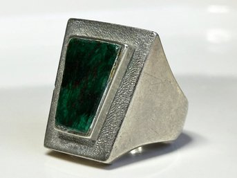 A VIntage Mexican Sterling Silver And Malachite Ring