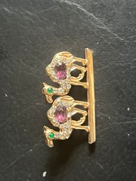 Jeweled Camel Brooch Pin In Gold Setting