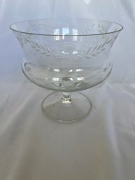 Fine Etched Crystal Footed Compote