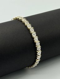 Elegant Diamond & 10k Yellow Gold Tennis Bracelet