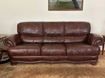 A Contemporary Three-Seat Sofa In Brown Leather