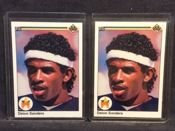 (2) 1990 Upper Eck Baseball Deion Sanders Rookie Cards - M