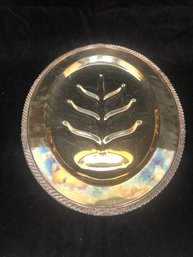 Vintage Silver Plate Gorham Footed Oval Shape Tree Meat Serving Platter Tray