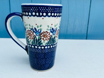 Handmade Boleslawiec 'tall John' Polish Pottery Mug