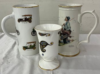 Two Tankards And Porcelain Royal Lara Goblet