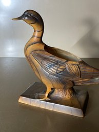 Vintage Napcoware Ceramic Wood Grain Hand-Painted Duck Planter