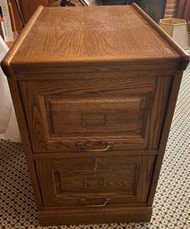 Two Drawer Solid Oak File Cabinet