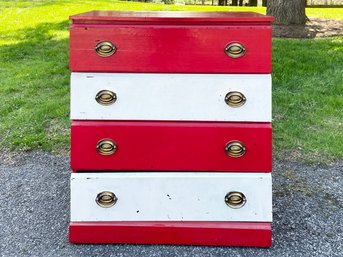 A Vintage Painted Wood Chest Of Drawers