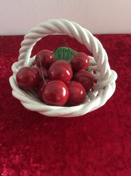 Ceramic/porcelain Basket Of Cherries