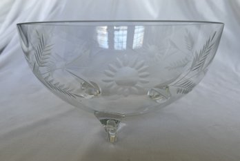 Etched Crystal Tri-Foot Bowl