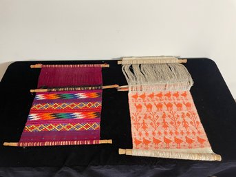 Pair Of Guatemalan Weaving Wall Hanging Textile Wall Art