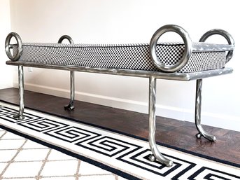 A Custom Metal Work Art Deco Bench