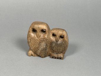 Small Stone Hand Painted Owl Figure