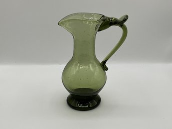 Green Mouth Blown Glass Cruet