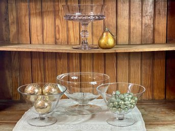 Grouping Of Four Decorative Glass Bowls - Perfect For Entertaining!