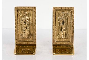 Pair Of Virginia MetalCrafters Bronze LOC Door Bookends