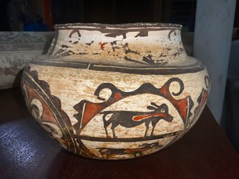 Amazing Antique Zuni Olla Pottery Bowl