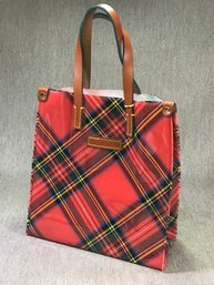 Brand New DOONEY & BOURKE Scotch Plaid PVC Bag With Leather Tag And Handles - Still Has Original Hang Tag