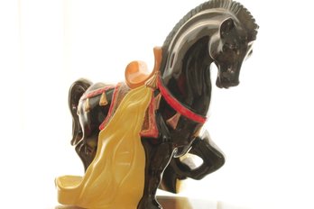 Large Black Ceramic Stallion Mid Century Modern Horse