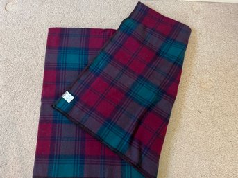 Merino Wool Plaid Twin Blanket With Blanket Stitch Edging - Made In US
