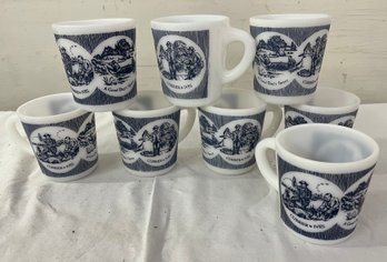 Eight Currier And Ives Mugs